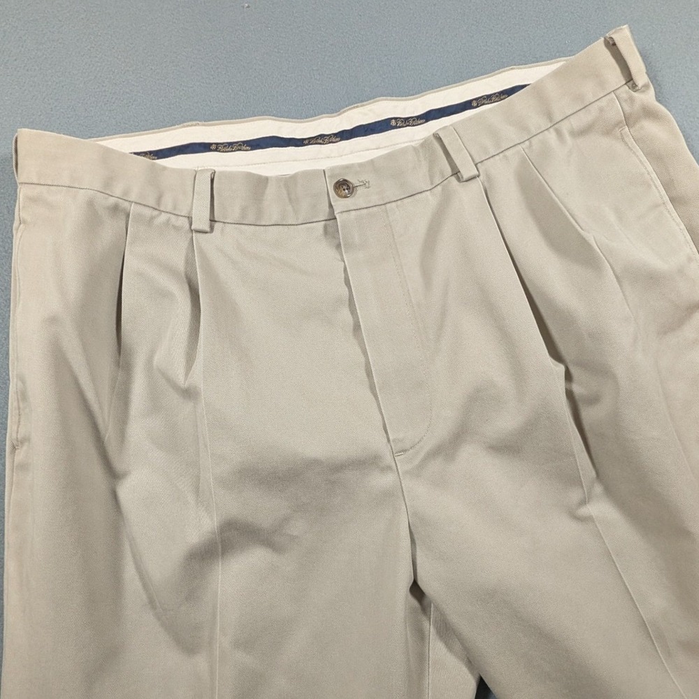Brooks Brothers Chino Pants Mens 40x30 Elliot Pleated Cuffed Khaki Twill